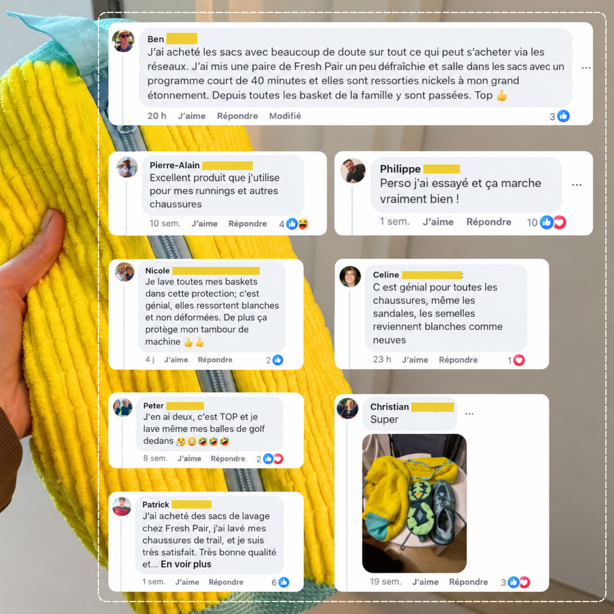 Avis clients sur le sac de lavage pour chaussures FreshIt