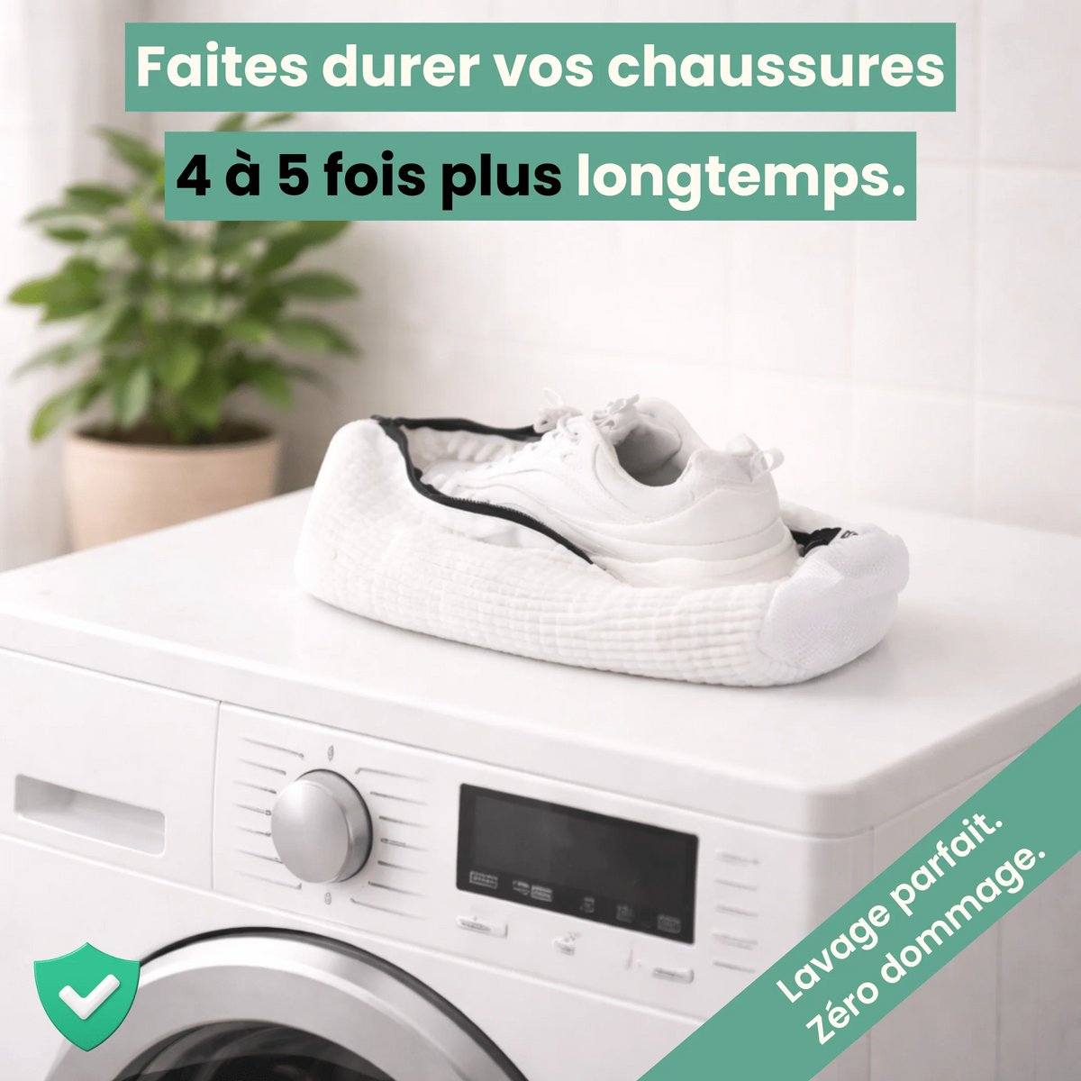 Sac de lavage pour chaussures dans le tambour d'une machine à laver